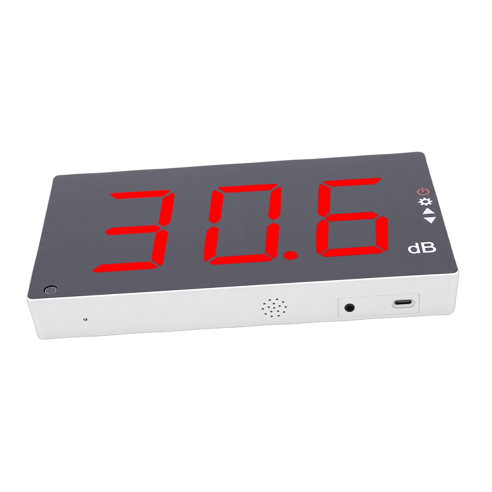 Jectse Miernik Poziomu Hałasu z Alarmem Dźwiękowym, Wyświetlacz LCD 3 | Miernik decybeli do montażu na ścianie, zakres 30–130 dB, zasilanie typu C, do baru w klasie