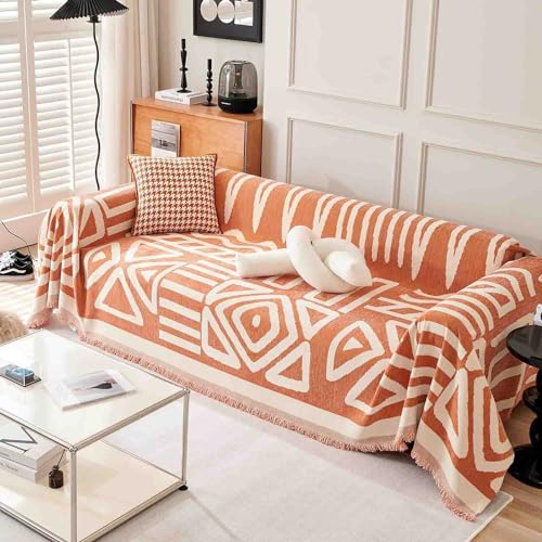 Manta grande para sofá con borlas, funda antideslizante para sofás de 3 y 4 plazas, sillones y camas (#117 x 150 pulgadas)
