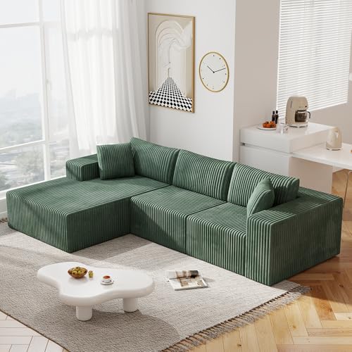 Image of 110 inch Cloud Modular Sectional Sofa, Olive Green | Boneless Couch