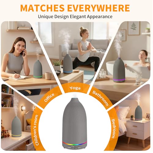 Image of URPOWER 100ML Essential Oil Diffuser Ultrasonic Cool Mist Humidifier with 7 LED Lights, Timer & Auto-Off Quiet Aromatherapy Scent Diffuser for Home Bedroom Office Relaxation
