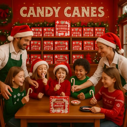 Image of Candy Canes North Pole Winter Berry Flavour (12x 10g) 120g Box By Cougar | Festive Holiday Sweet Treats Gift Box | Classic Striped Christmas Candy for Parties, Gifting, Stockings, Decorations & Celebrations | Pack of Holiday Canes (IMPORTED-UK)