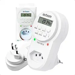 Temporizador Digital Automático 18 Programações Bivolt 10A/220–2200W com Visor LCD – Timer Programável para Luzes, Eletrodomésticos, Irrigação e Segurança