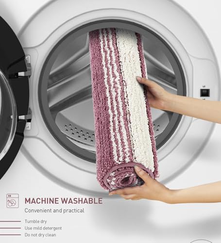 Image of Obsessions Soft & Plush Bath Mat | Quick Dry, Stain & Skid Resistant | Luxuriously Soft, Long Lasting Color | TPR Latex Backing, Size 40x60 cm, Onion Pink & Plum