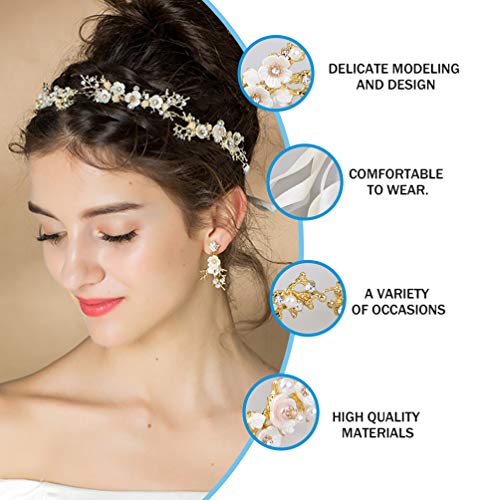 Beaupretty Flower Headband Bride Hair Wreath Wedding Hair Decorations Wedding Accessory Bride Headdress Garland Headwear Headwear Bridal Headdress - Thumbnail 5