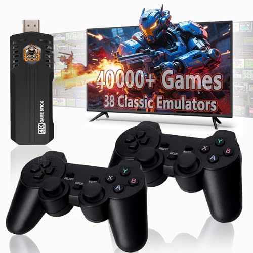 Retro Gaming Console Pro with 40,000+ Built-in Classic Video Games, Retro Game Stick with 38 Emulators, Video Gaming Stick HDMI Output, Plug & Play TV (128G)