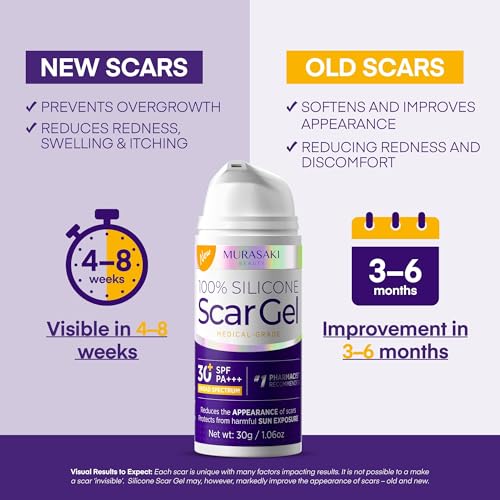 Image of Silicone Scar Gel Scar Cream: SPF 30 Advanced Medical-Grade Formula for Surgical Scars, C-Section, Stretch Marks, Acne, Burns, Keloids, Old & New Scars - Broad Spectrum UV Protection 1.06oz (30g)