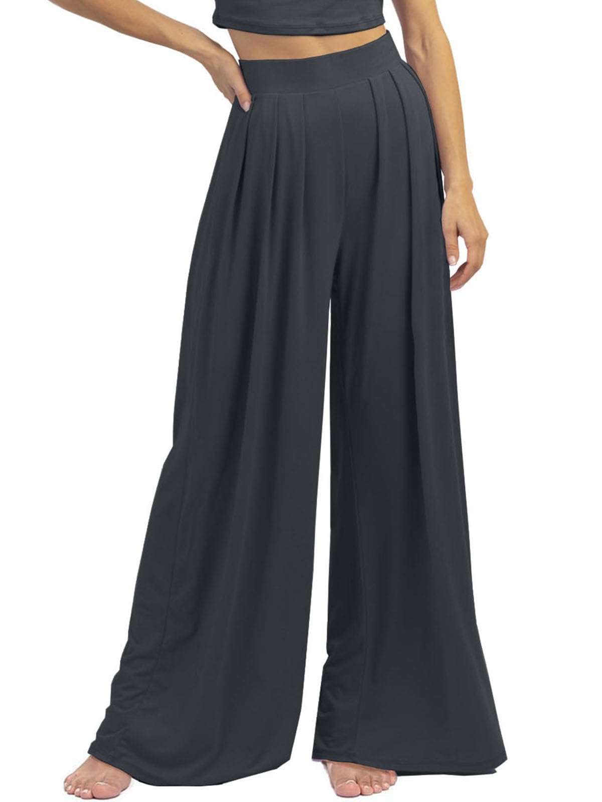 PEIARA Womens Wide Leg Pants Casual Palazzo Flowy Pleated Trouser Woman Elastic High Waisted Loose Fit Lounge Pant Comfy 2025