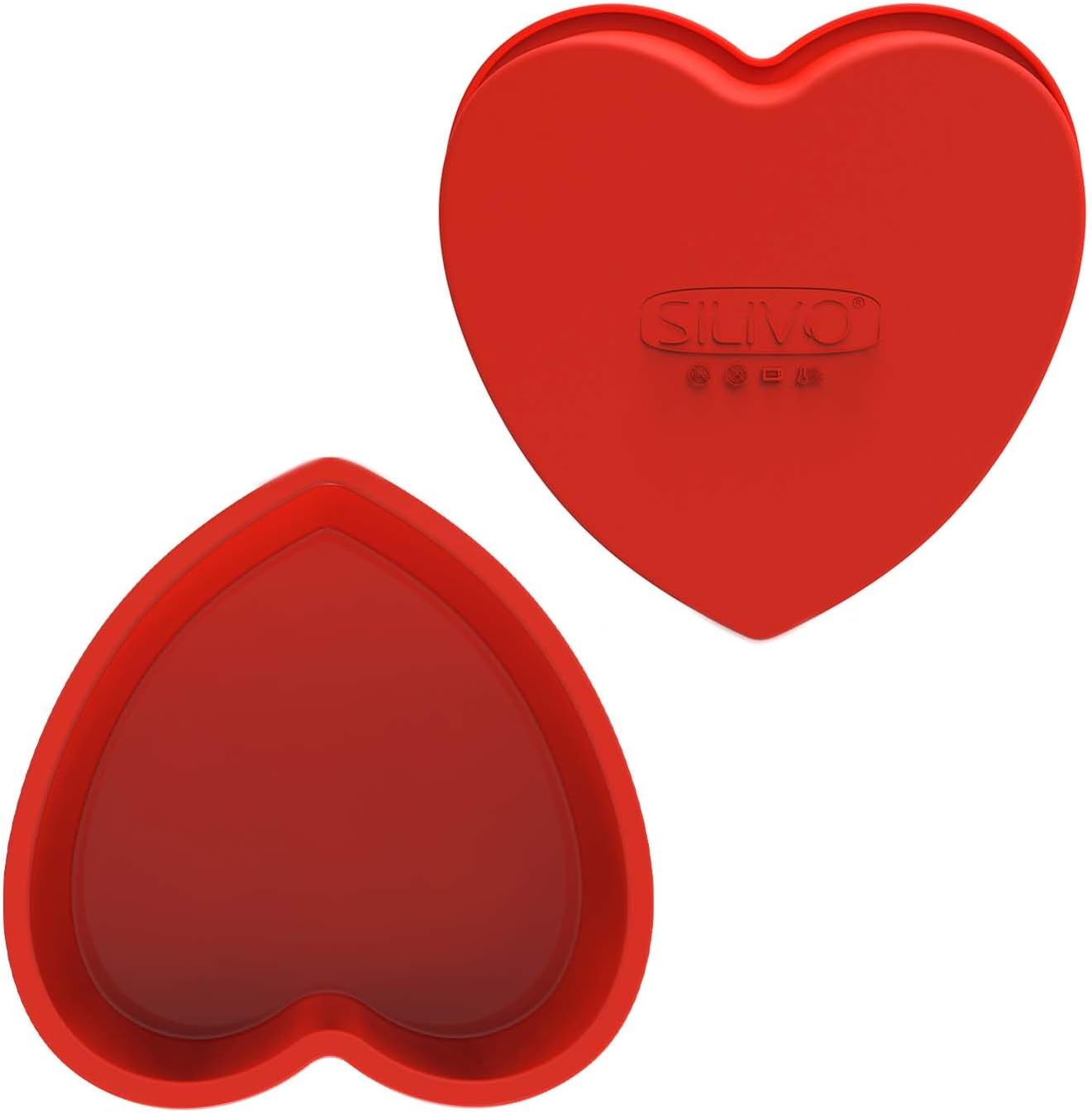 SILIVO Silicone Heart Shaped Cake Pans (2 Pack) - 9 Inch Nonstick Heart Cake Molds for Cakes and Brownies