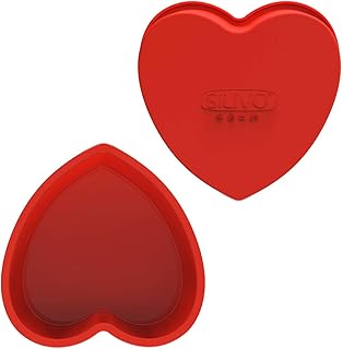 SILIVO Silicone Heart Shaped Cake Pans, 8 Inch, Red, Nonstick, Food Grad...