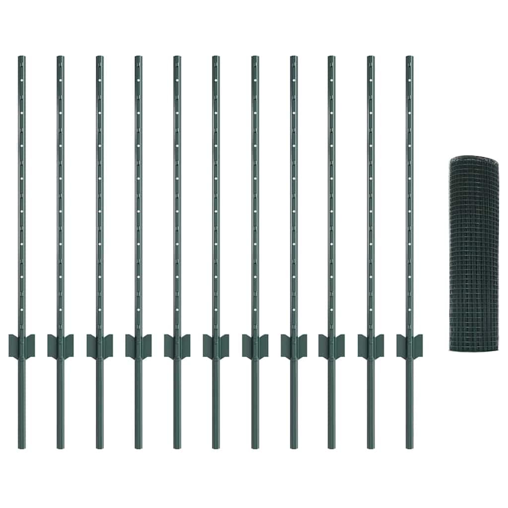 Valla con postes, juego de valla de jardín para pollos, gansos, pavos, aves de corral 25 x 0,8 m (malla de 1,2 x 1,2 cm)