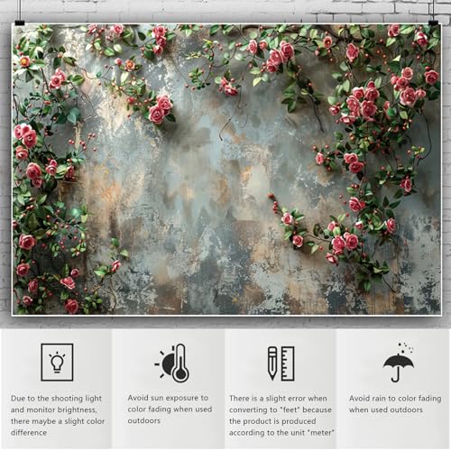 Fondo Fotográfico YongFoto Retro Floral 7x5ft Verde miniatura 6