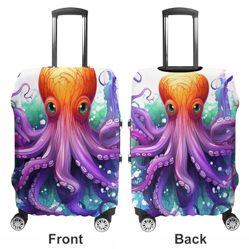 Colorful Octopus Luggage Covers Tsa Approved Suitcase Cover Elastic Washable Luggage Sleeve Carry on Cover Protector Anti-Scratch Suitcase Protector Fits 19-30 Inch Case(XL)3