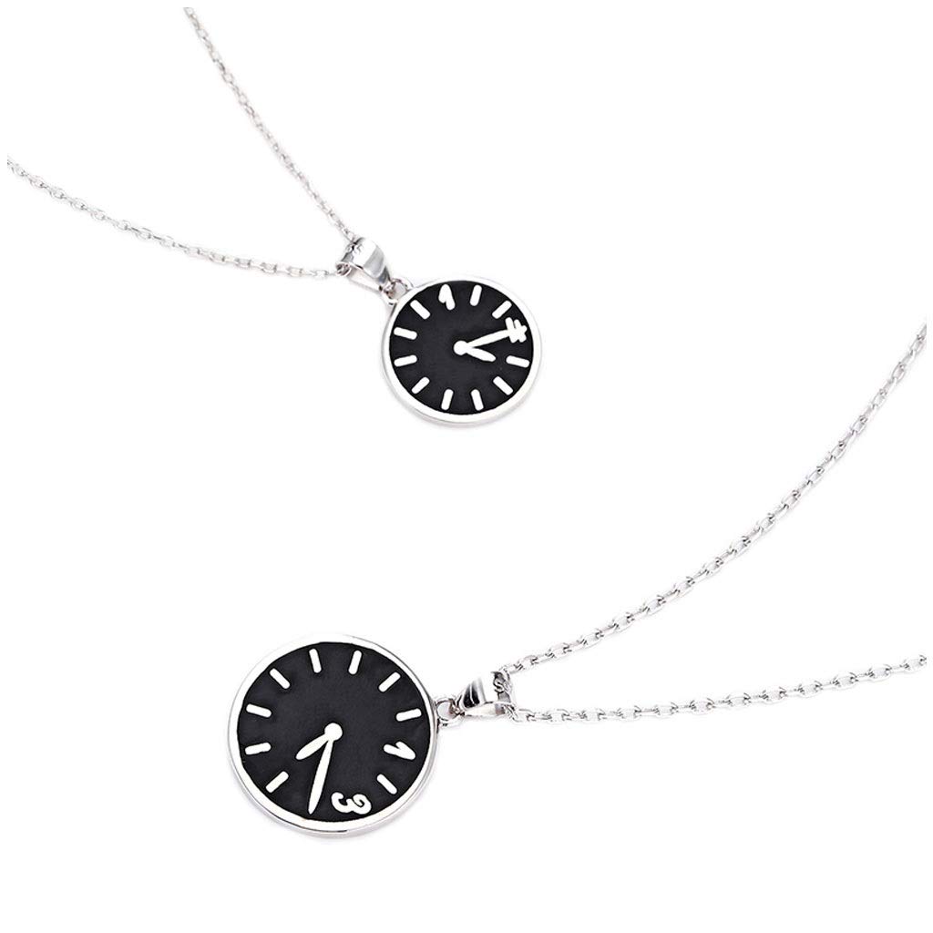 Anhänger Halsketten Uhr Paar Halskette EIN Paar 925 Sterling Silber Männer und Frauen Mode Schlüsselbeinkette (Größe :)