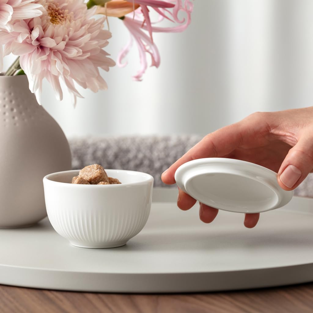 Villeroy & Boch - Afina, azucarero con tapa de porcelana Premium, apto para lavavajillas y microondas, tarro para azúcar, azucarillos y dulces pequeños, fabricado en Alemania