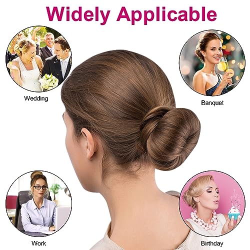 Foto von URAQT Donut Hair Bun Set, 4PC Dutt Maker, Duttkissen Groß und klein mit 30 U-Form Haarspange,Donut Haark Hochsteckfrisuren Zubehör für Frisur Tänzer Kinder Mädchen Frauen (4er-Beige (6+8+10+12))