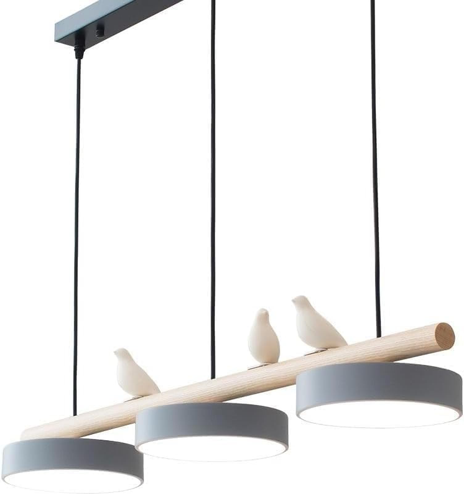 KXEcoLife 3-Lights Modern LED Linear Pendant Light, Adjustable Dimmable Chandelier for Kitchen Island, Mid Century Nordic Hanging Lamp Dining Room and Farmhouse Decor(Grey)