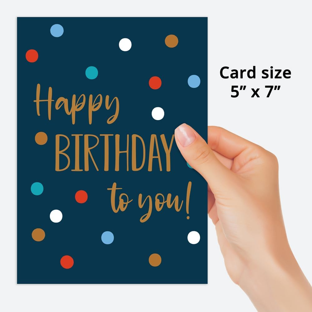 Dotty about Paper Tarjeta de cumpleaños para amigos, tarjeta de felicitación de alta calidad con lunares marinos. Sobre incluido