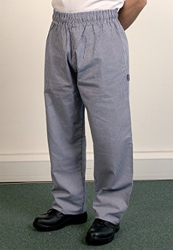 Pantalone cuoco con quadretti bianco e blu taglia