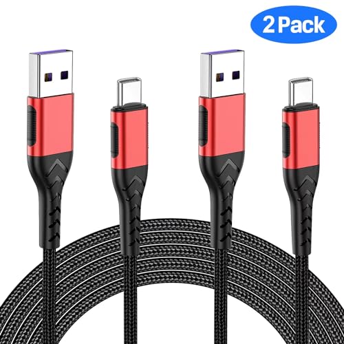Image of Durcord USB C Cable, Upgarded 2Pack 3ft Fast Charging 3 Feet USB Type C Charging Cord Cable, 3 Foot Type C Charger Nylon Braided USB Cable Compatible with iPhone 15 /Pro /Plust /Max /Samsung etc-Red