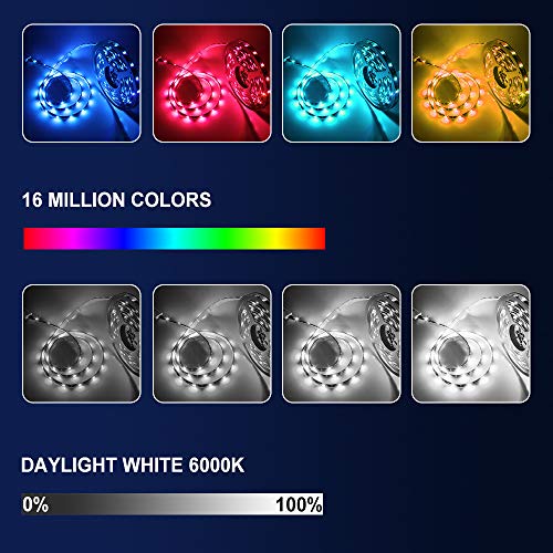 ruban led 5m connectée wifi télécommande compatible avec amazon alexa google home bawoo lampe bande led 5050 rgb autocollant etanche pour extérieur maison tv