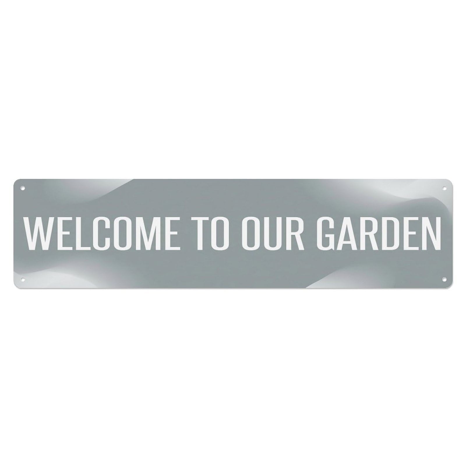 Vintage Welcome to Our Garden Smoke Gray Metal Tin Sign