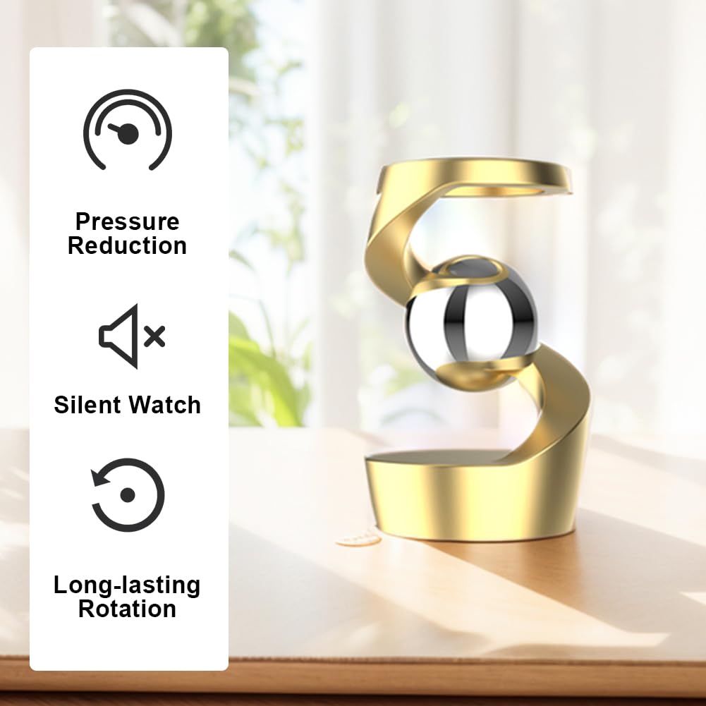 HTU Gravity Defying Kinetic Desk Toy Desktop Suspended Gyroscope Spinners Desktop Floating Gyroscope for Office Desk Decor for Adults - Image 9