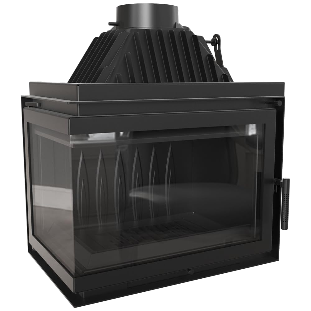 KRATKI Inserto per camino in ghisa a legna SIMPLE 15 kW Ø200 sinistro A 2 | Ghisa nero, efficienza 80,2%, classe A. Ecodesign.; combustione efficiente; basse emissioni; calore uniforme; 15kW Ø200mm
