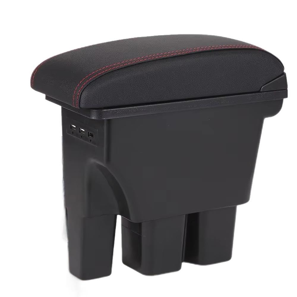 FSOZDBBPL For Suzuki Jimny JB74 2018-2024 Car Armrest Box Retrofit Parts Center Console Storage Box Interior Parts(A1 Black red leather)