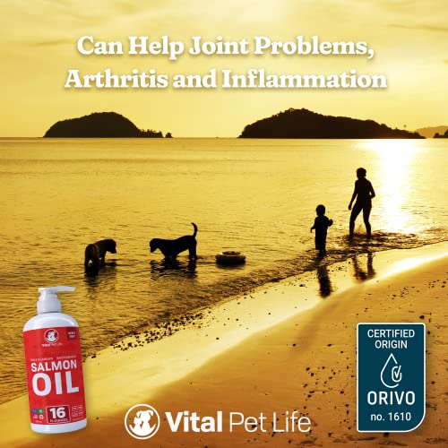 Salmon Oil For Dogs & Cats (16Oz) - Fish Oil Omega 3 Epa Dha Liquid Food Supplement For Pets, All Natural, Supports Healthy Skin & Coat, Joint & Bone Health, Natural Allergy & Inflammation Defense #TOP4