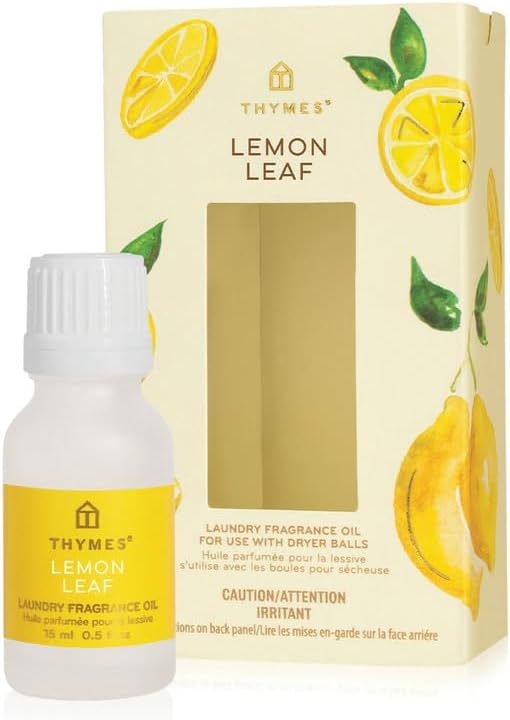 Thymes Lemon Leaf Laundry Fragrance Oil for Dryer – Scented Laundry Supplies (0.5 fl oz)