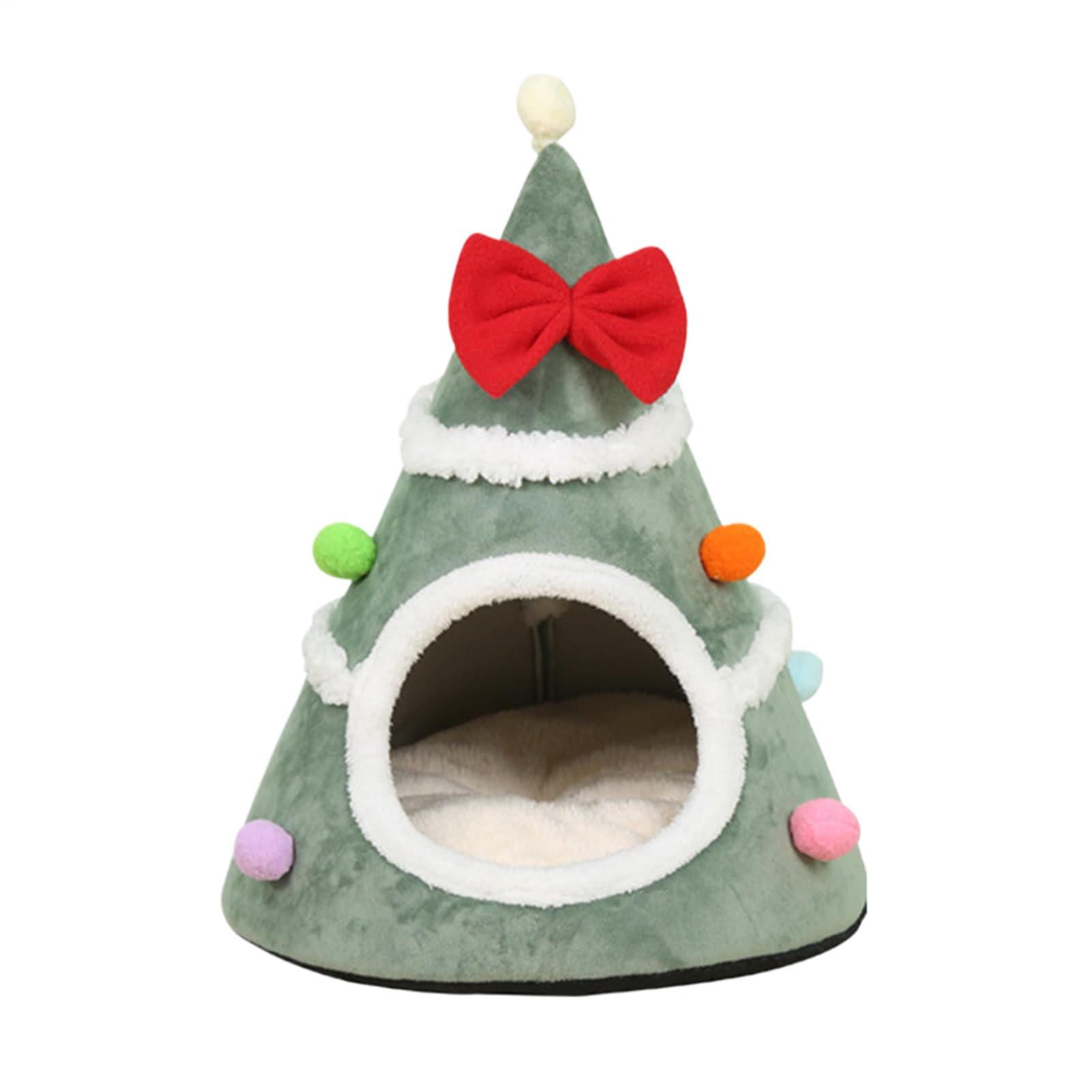 Maison de chat de Noël lavable et chaude en forme d'arbre pour salon