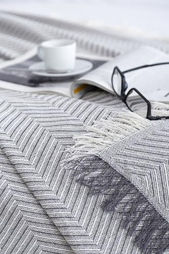 Todocama - Colcha Multiusos Sofa, Manta Foulard, Plaid para Cama, Cubresofa Cubrecama, Jarapas, Fabricado en España, Espiga. (125x180cm, Gris Oscuro). - imagen 4