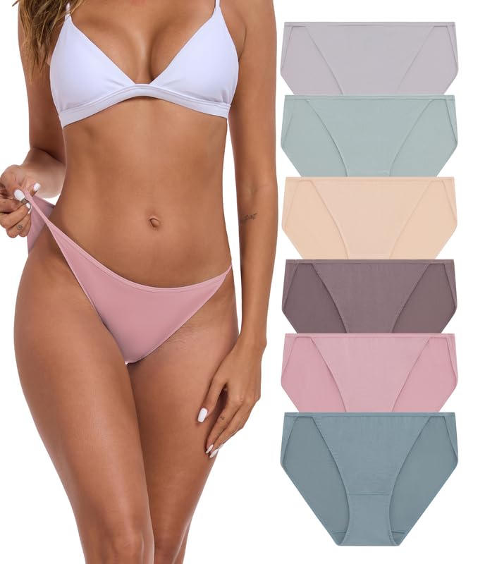 ANLIQI Women’s High Cut String Bikini Underwear Soft Modal Low Rise No Show Panties Plus Size Bikini Panties Multi Pack