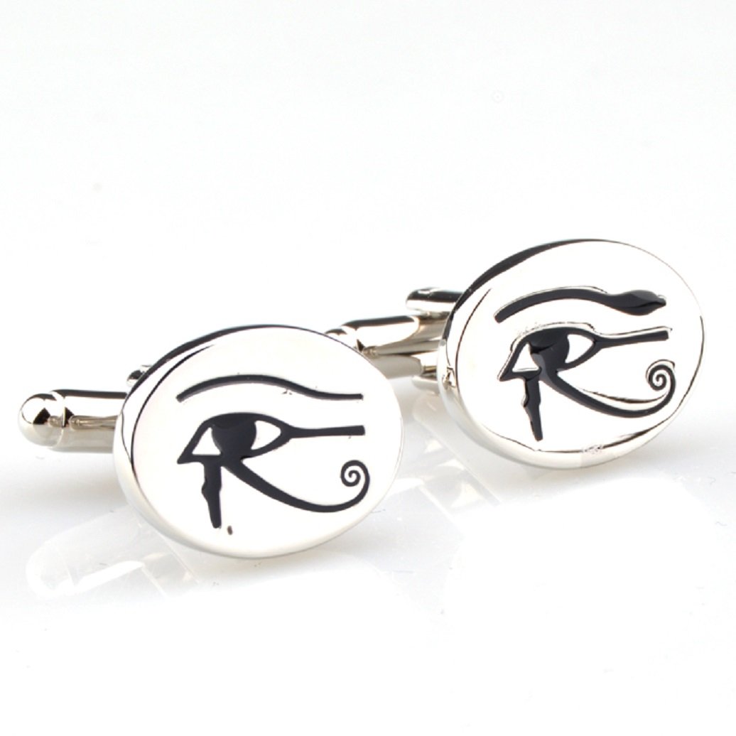 mrcuff Egyptian Eye Ra Horus Egypt Cufflinks Pair in a Presentation Gift Box & Polishing Cloth-picture-5