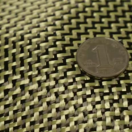 1100D/3K 200gsm Yellow Kevlar and Carbon Fiber Blended Fabric W Pattern Blended Carbon Fiber Kevlar Fabric 100cm * 50cm a Slice. (Yellow, 100cm x 50cm a Slice)