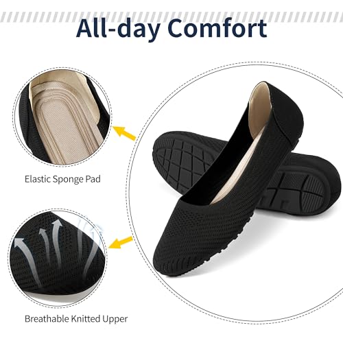 Image of Reimferce Women Comfortable Casual Flats: Lightweight & Anti-Slip for Outdoor Walking - Soft Insole & Breathable Knit for Confidence - Women 25-45