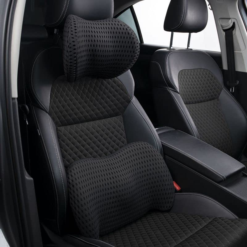 Sponsored Ad – Adjustable car seat neck pillow and lumbar support pillow, 100% memory foam & 4D mesh cover, suitable for car seats, game chairs, etc (Polyester, black)