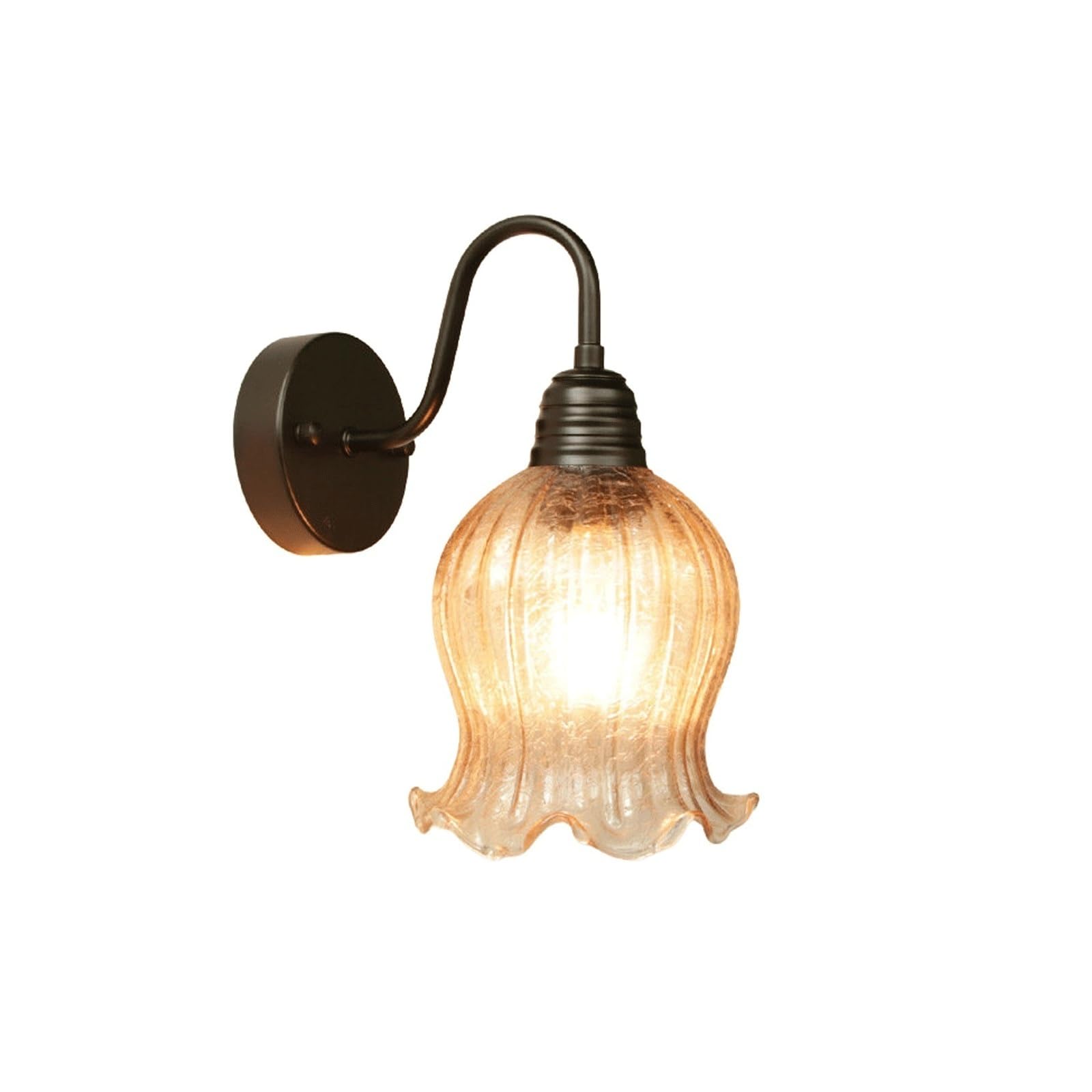 OZBMA Vintage Outdoor Wall Sconce 9.8", Gooseneck Exterior Light, Crackle Flower Glass Shade, Waterproof E27 Iron Aluminum Lamp for Garden Balcony Hallway Porch Villa Entryway Cottage