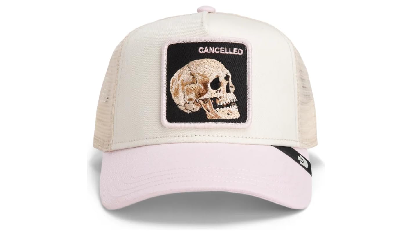 Goorin Bros. Czapka Trucker The Cancelled Skull Whisper, The Farm, beżowo-różowa czapka z haftowaną naszywką z czaszką