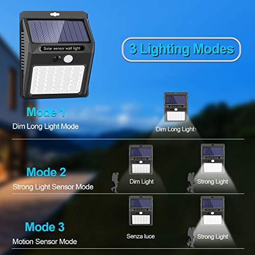Solar Lights Outdoor [42 LED/3 Working Mode], SEZAC Solar Security Lights Solar Motion Sensor Lights Wireless IP 65 Waterproof Outdoor Lights for Garden Fence Patio Garage (6 Pack)