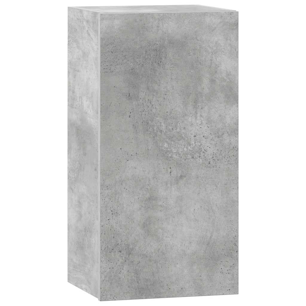 8-TLG. Hängendes TV-Schrank-Set, Betongrau Holzwerkstoff, Lowboard für Wohnzimmer, Modernes Media-Center mit viel Stauraum, Einfache Wandmontage