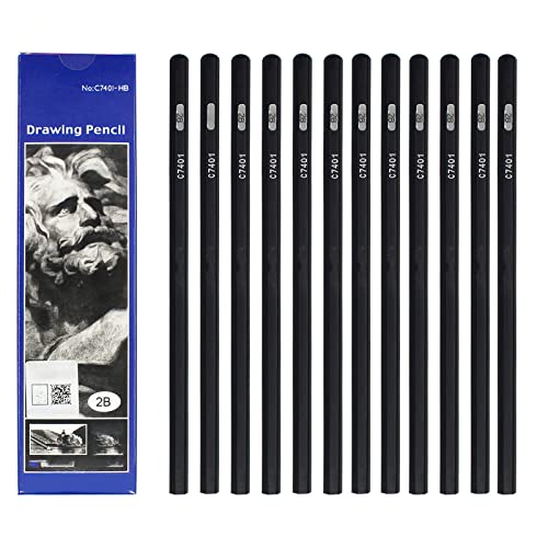 Sketch pencils, art paintings, wooden pencils, professional pencils, 12 pcs (2B)