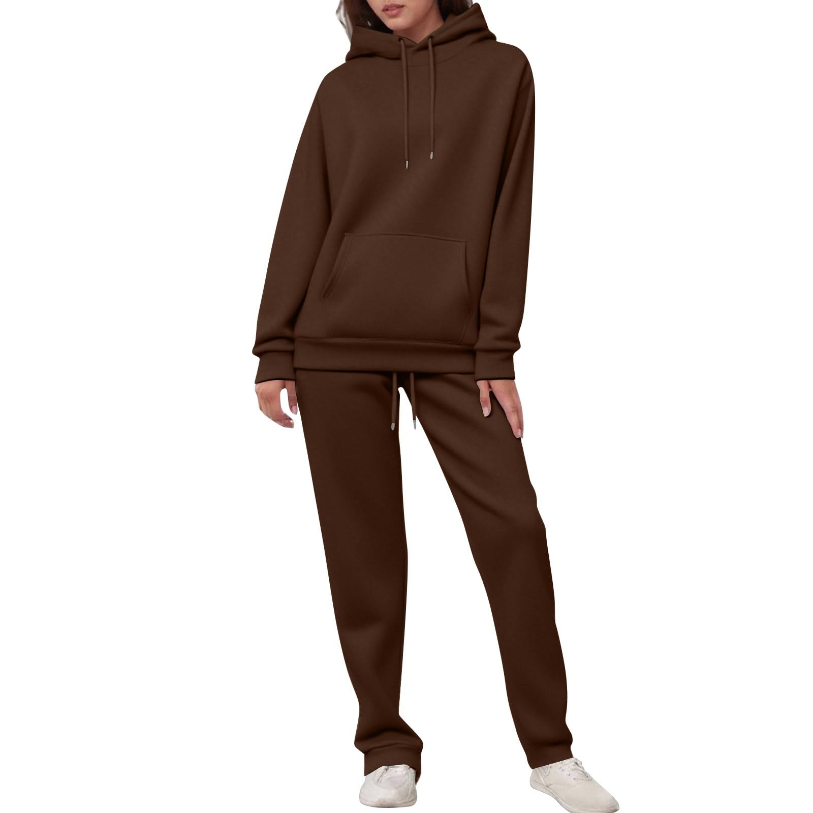 Generisch Tuta da donna – Tuta da donna con cappuccio, 2 pezzi, tuta da jogging, casual, comoda felpa con cappuccio, con tasche, per yoga, palestra