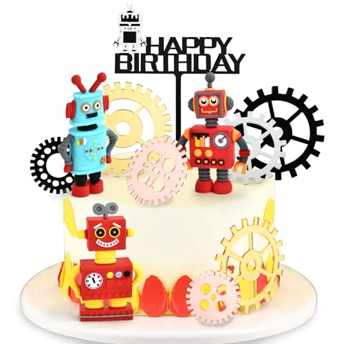 Robot Tartas Decoracion, 11 Piezas Tartas Topper Robot,