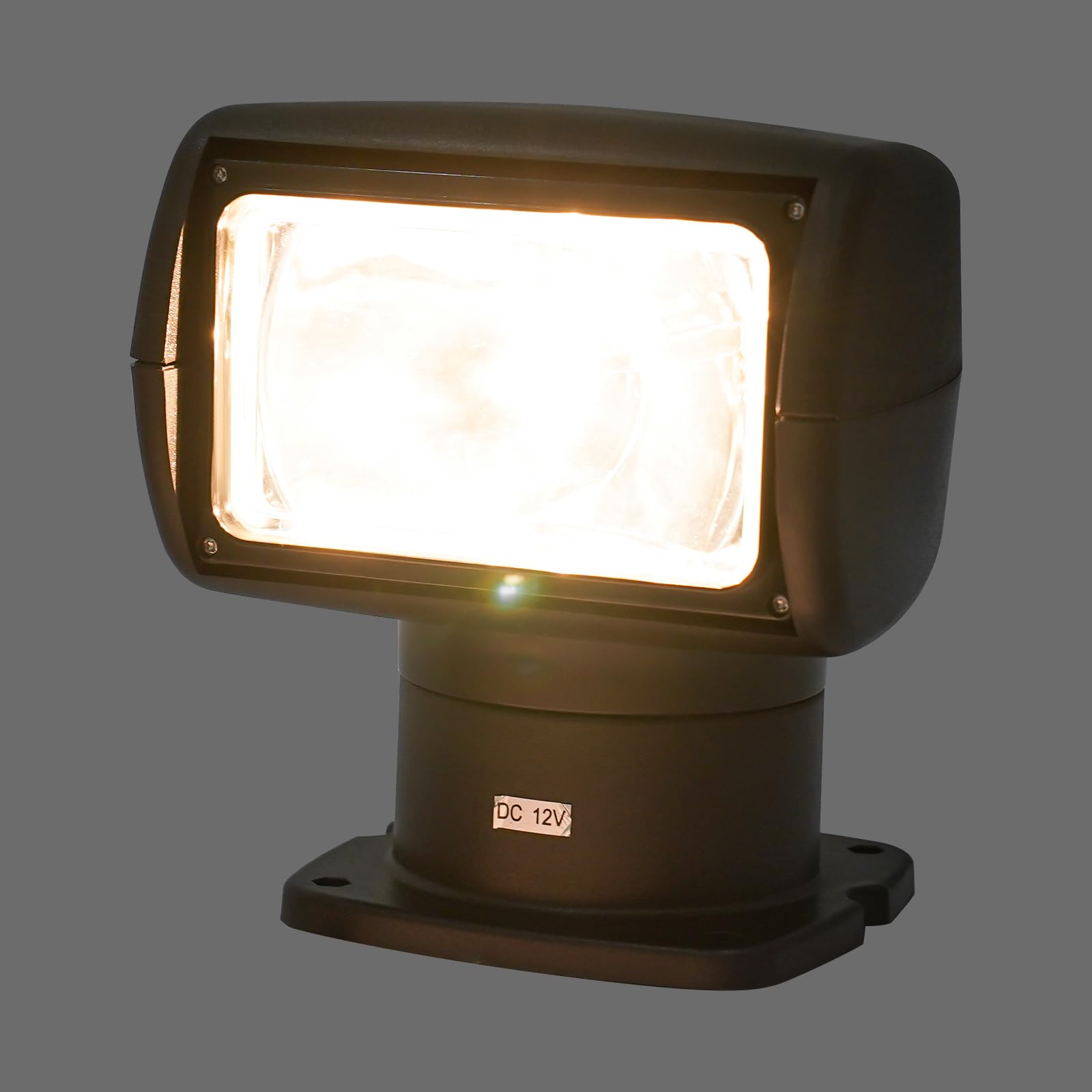 12V 100W Boot Suchscheinwerfer, 2500 Lumen 3200K Halogen Boot-Fernbedienungsscheinwerfer, LKW Auto Marine Scheinwerfer, Suchscheinwerfer mit 360 Grad Rotation für Yacht, Küstenwache (Schwarz)