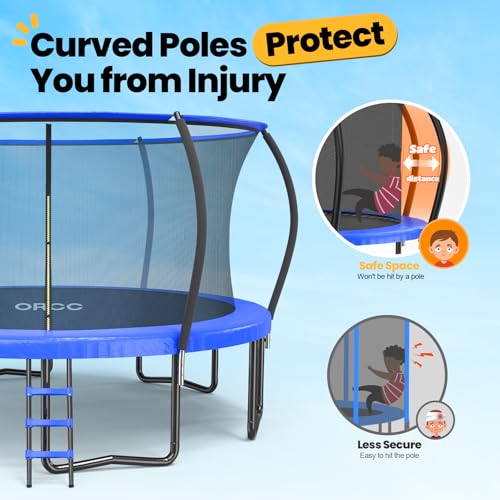 Image of 1200LBS Weight Capacity Kids Trampoline 16 15 14 12 10 8FT Outdoor Yard Trampolines for Kids Adults, Heavy-Duty Galvanized Steel Frame Recreational Trampoline
