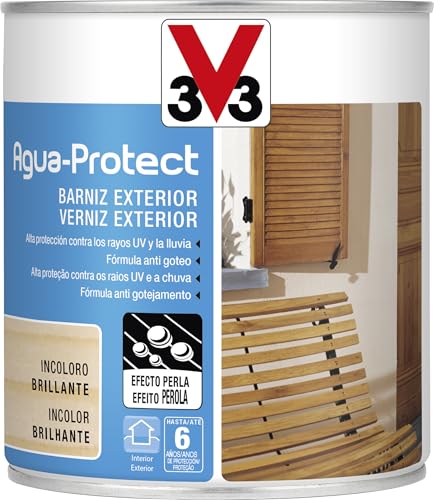 V33 Barniz Exterior Agua Protect Brillante Incoloro 0,75l