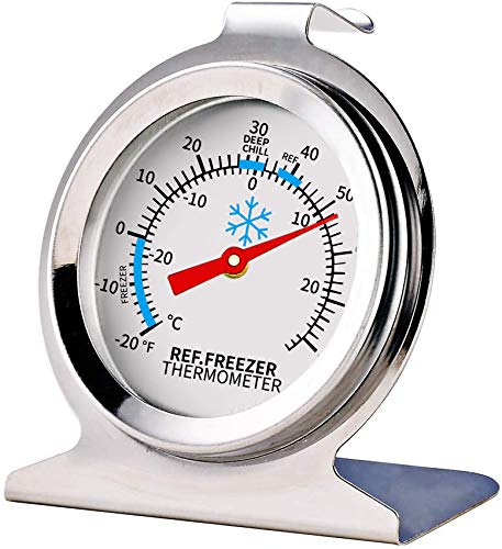 2 Pack Stainless Steel Refrigerator Freezer Thermometer Large Dial Thermometer with Instant Read