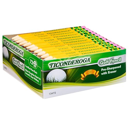 Crayon de golf Ticonderoga jaune pour noter vos scores sur le parcours (72x)