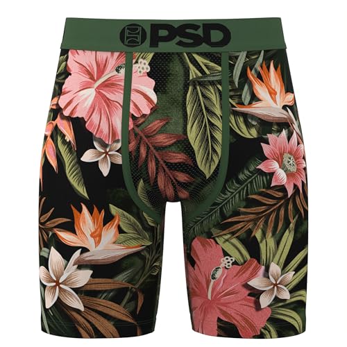 PSD Men's Boxer Briefs - Nocturnal Paradise, 7 Inch Inseam, Moisture-Wicking, 4-Way Stretch, Boxer Briefs for Men, Large